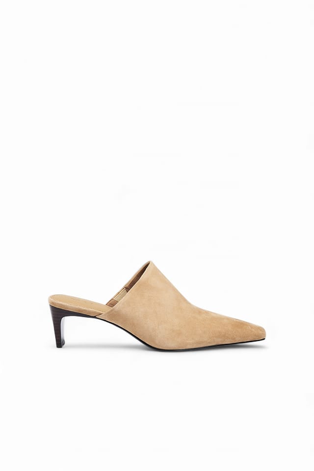 Beige Suede Mules