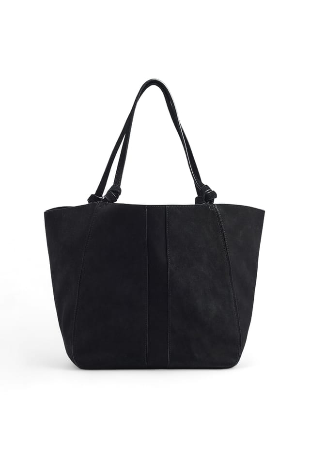 Black Tote-Bag aus Wildleder mit Knotendetail