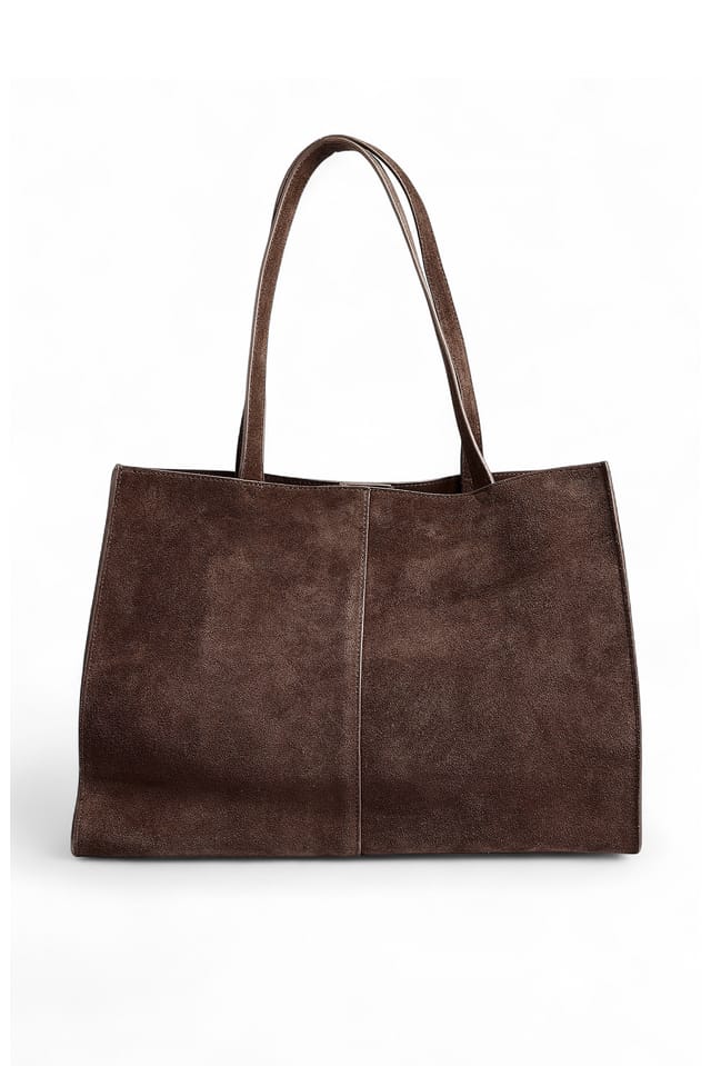 DK Brown Suede Squared Tote Bag