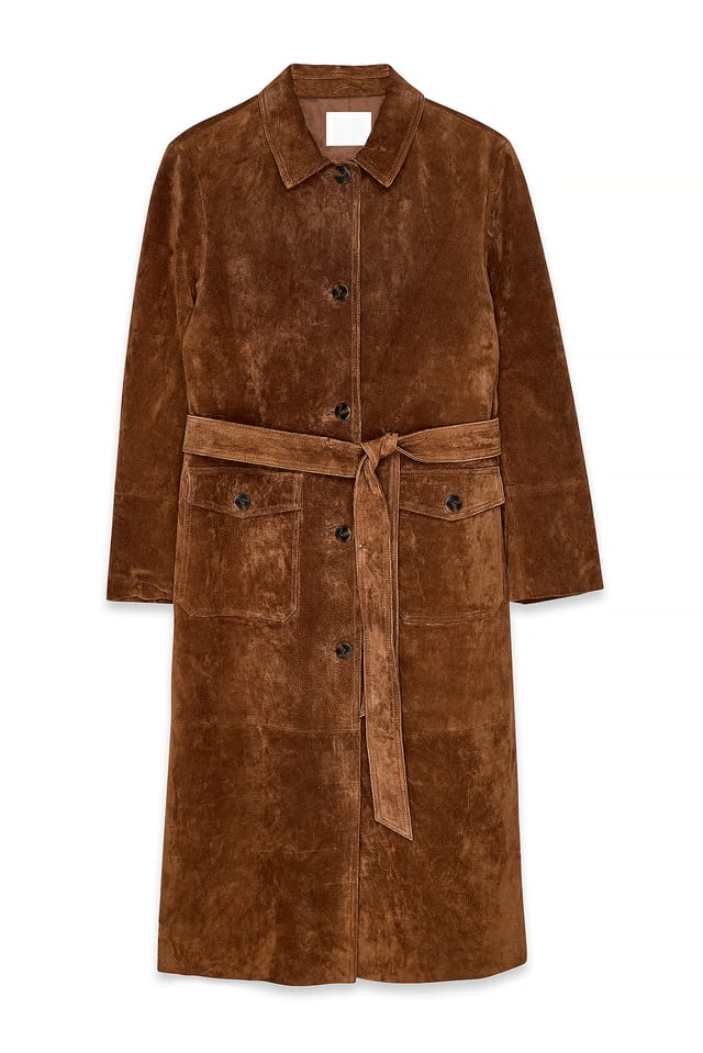 Light Brown Slim Suede Trenchcoat