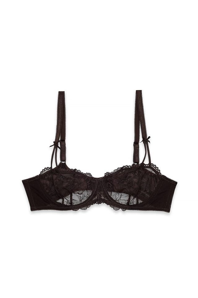 Dark Brown Soutien-gorge balconnet à nœud en sucre
