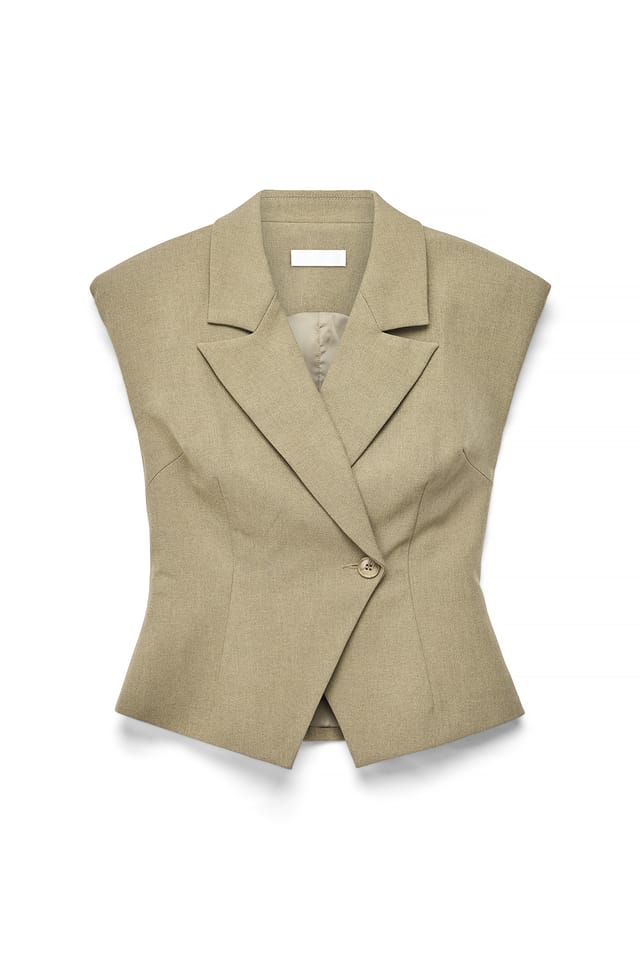 Khaki Green Veste cintrée à épaulettes