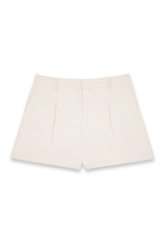 Beige Taillierte Shorts mit hoher Taille