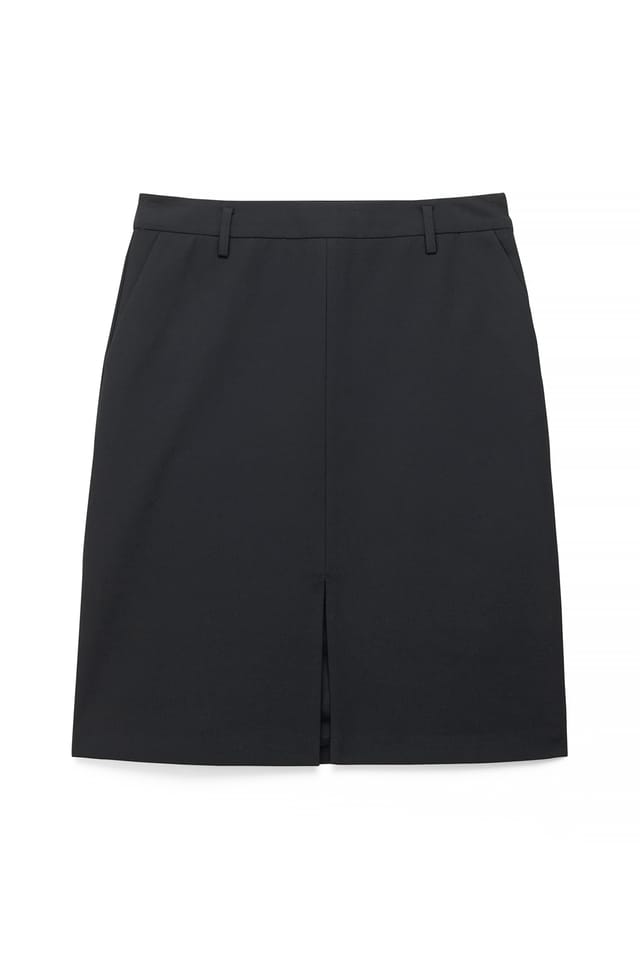 Black Tailored Knee Length Skirt