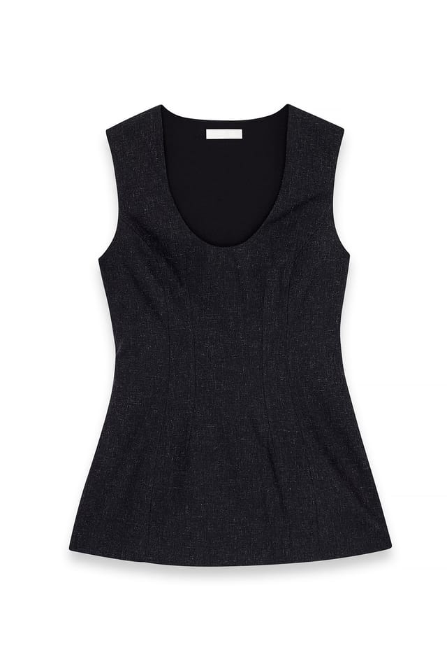 Grey Tailored Scooped Neckline Top