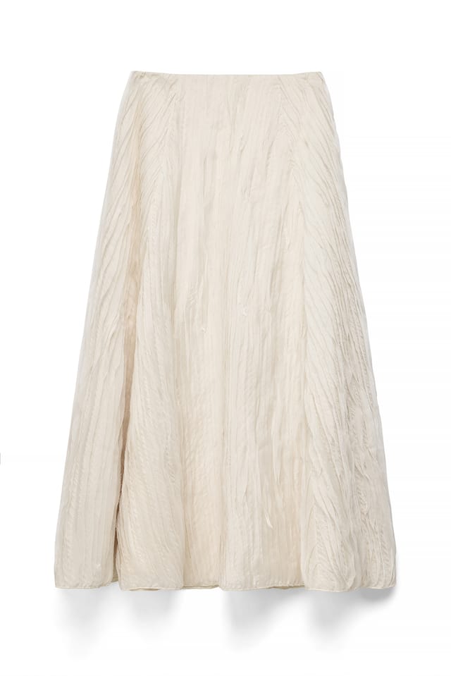 Cream Texturerad A-linjeformad maxikjol