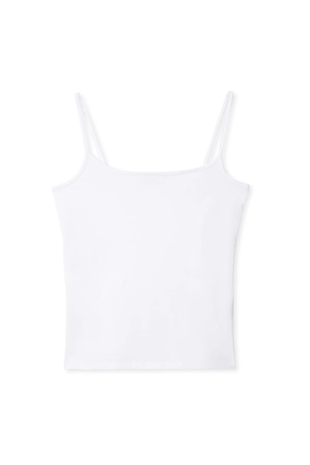 White Thin Basic Strap Singlet