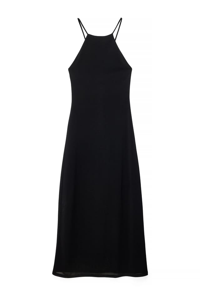 Black Thin Strap Jersey Dress
