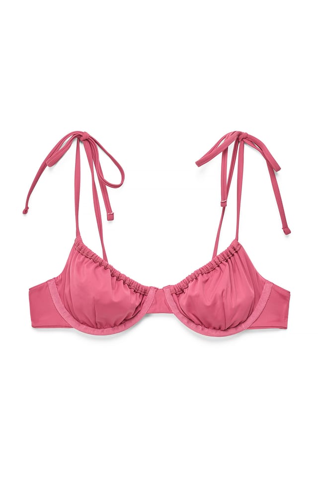 Lilac Tie Shoulder Gathered Bikini Bra