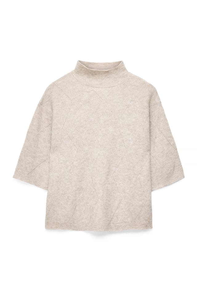 Light Beige Rollkragen Strickpullover