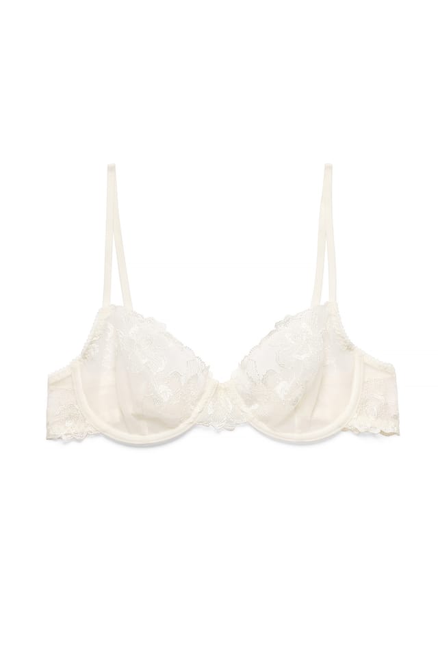 White Soutien-gorge en dentelle florale à armatures