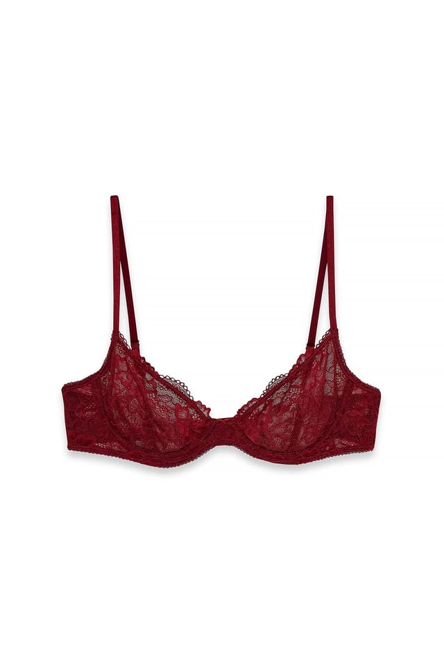 Burgundy Soutien-gorge en dentelle à armatures