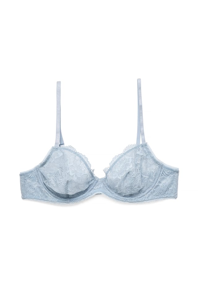 Light Blue Underwired Lace Bra