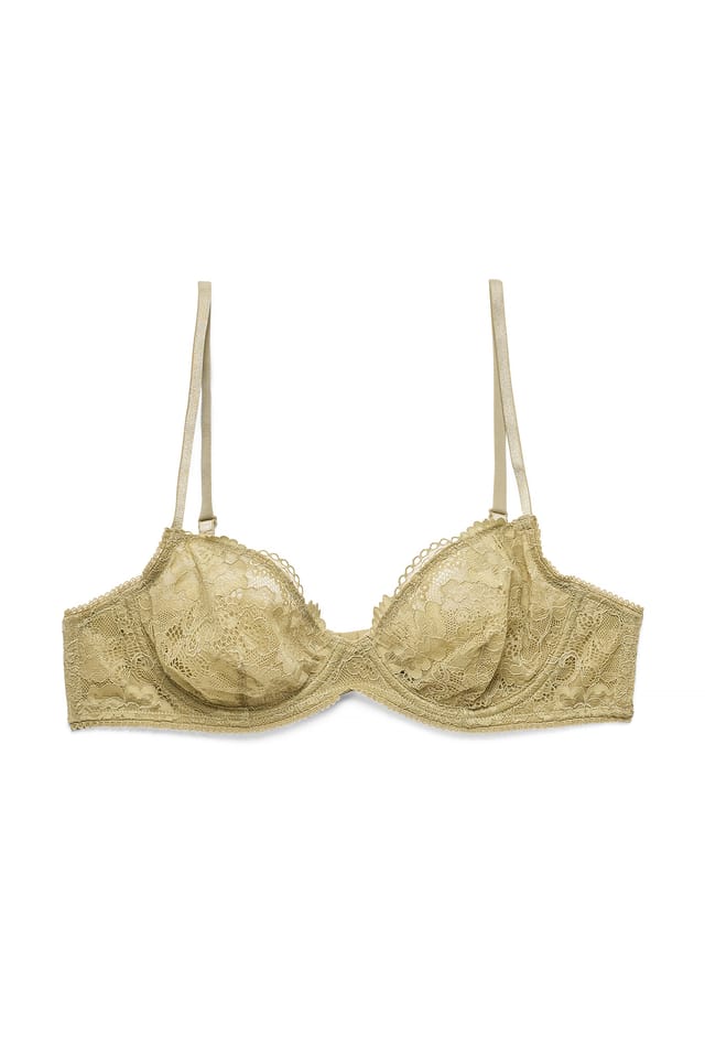 Khaki Green Soutien-gorge en dentelle à armatures