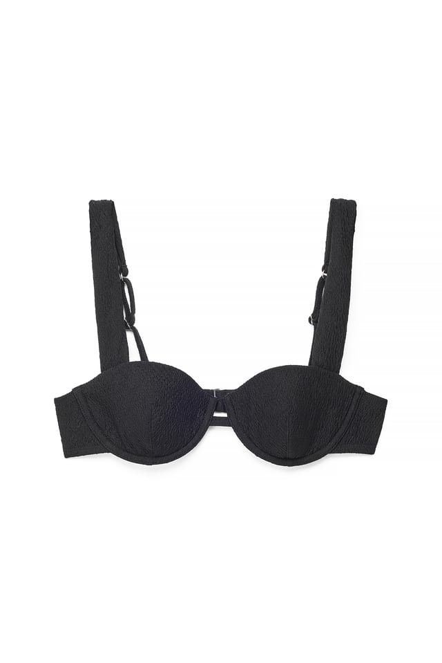 Black Bikini-BH mit Bügeln und Struktur