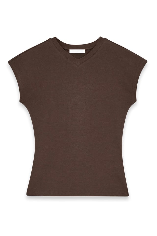 Brown V-Neck Tee