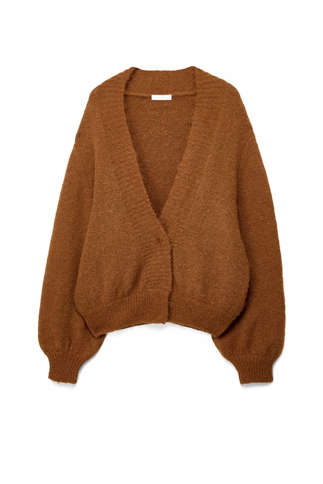 Burnt Orange V-neck Knitted Cardigan