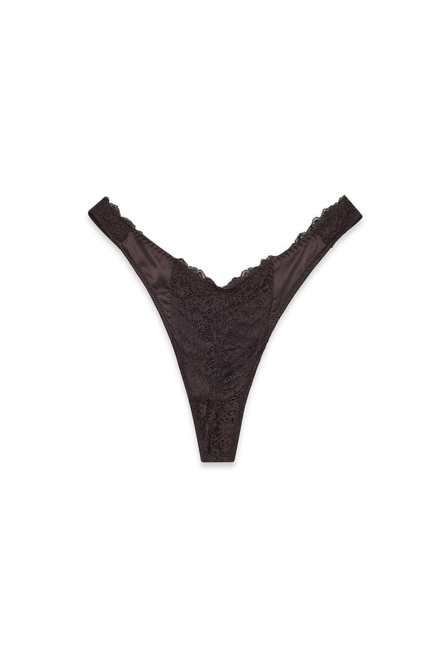 Chocolate Brown V-förmiges Spitzenhöschen