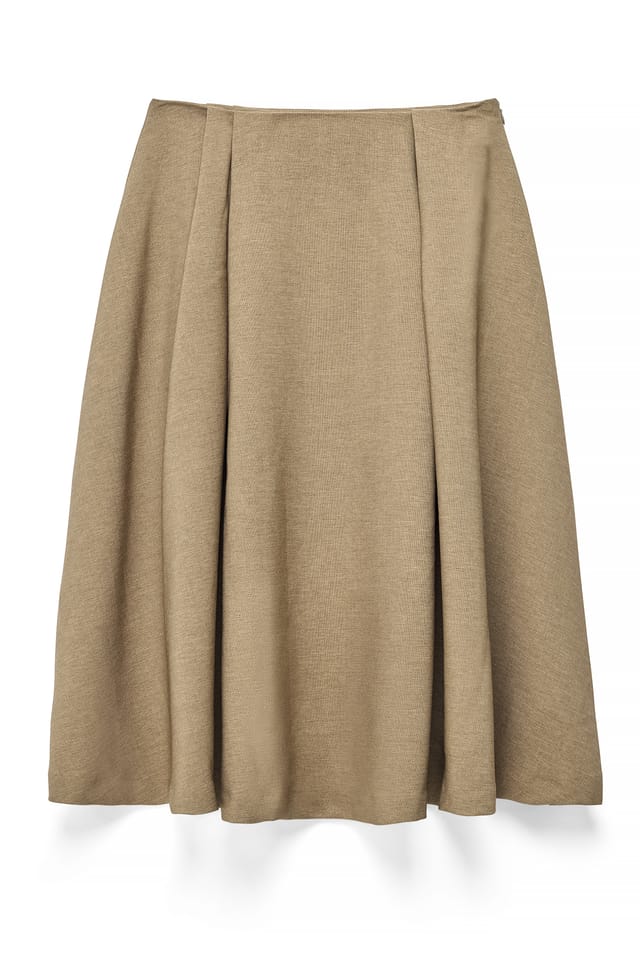 Khaki Green Volume Tailored Midi Skirt