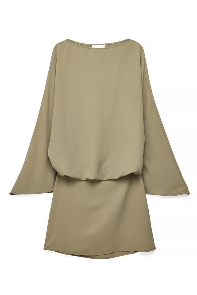 Sage Green Robe Mini à Manches Larges Volume