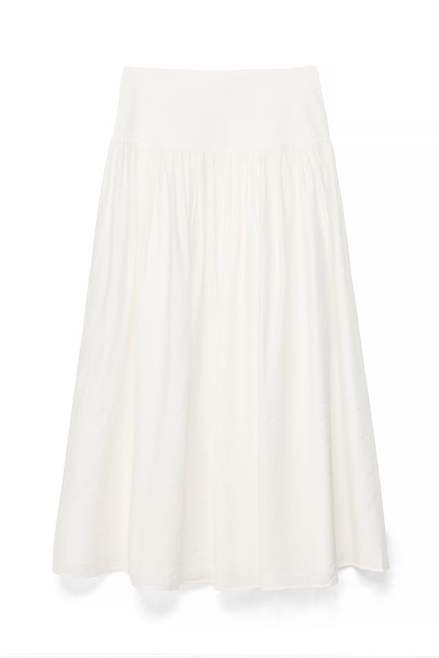 White Jupe longue à taille soulignée