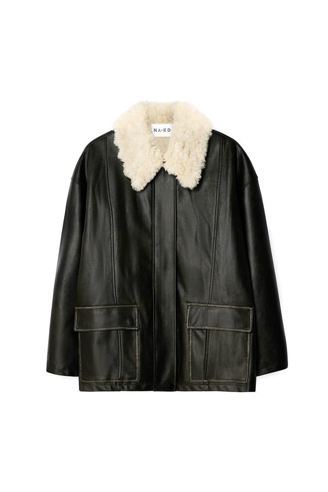 Black Washed Out Pu Bonded Jacket
