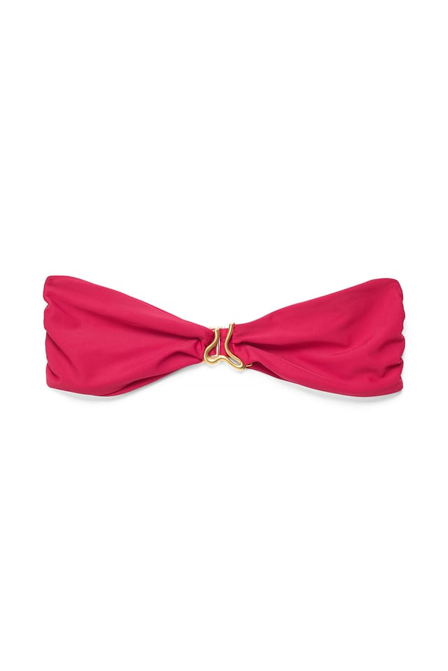 Red Wavy Bandeau Bikini Top