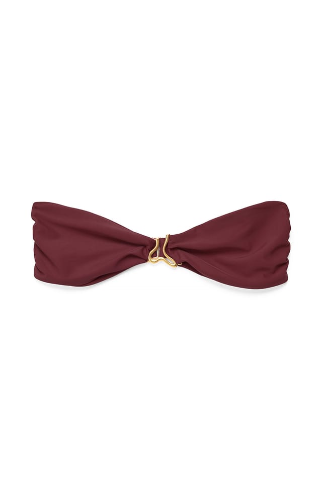 Brown Wavy Bandeau Bikini Top
