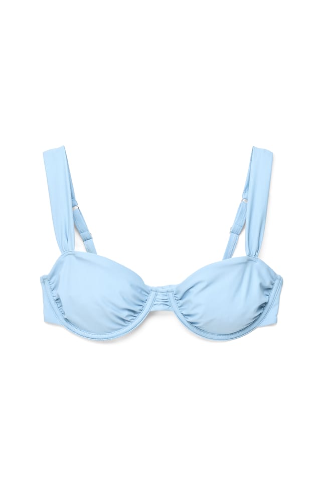 Light Blue drapierter Bikini-BH mit breiten Trägern