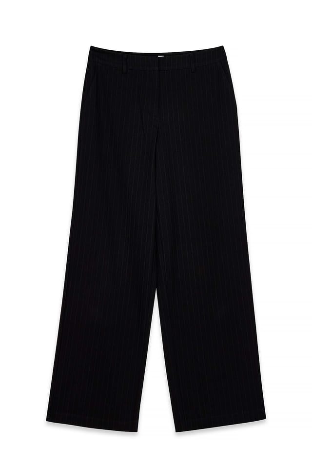 Black Stripe Wide Herringbone Suiting Trousers