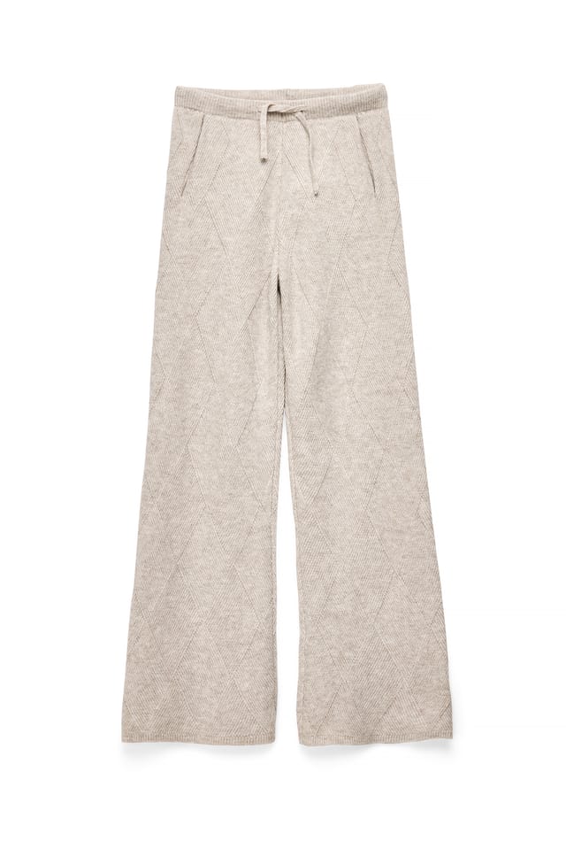 Light Beige Weit gestrickte Hose