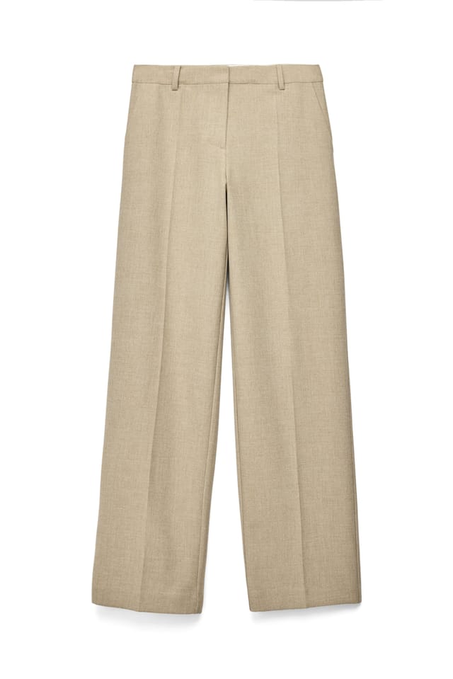 Beige weite Hose mit mittlerer Taille