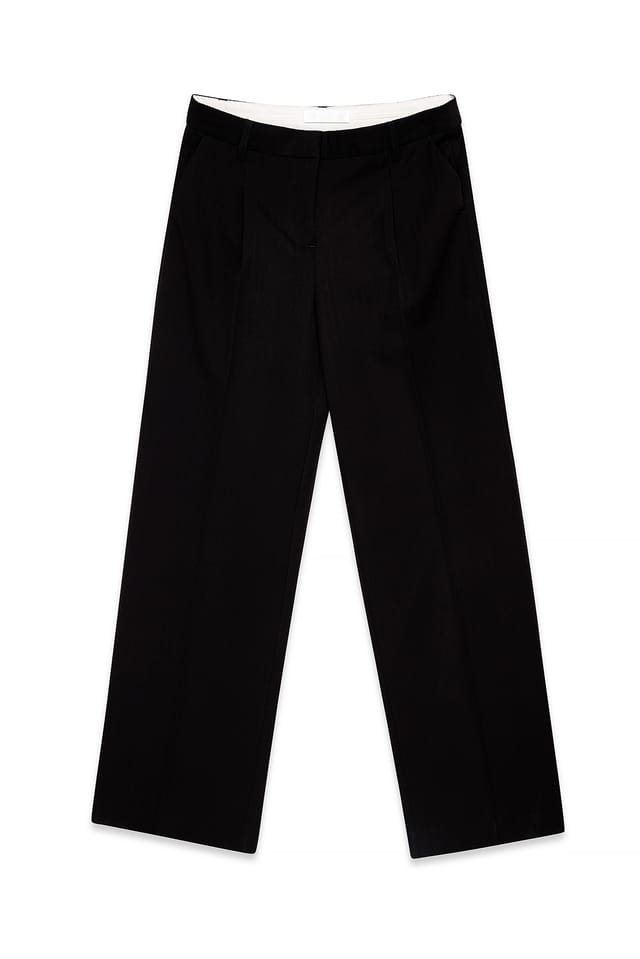 Black Wide Low Waist Suit Pants