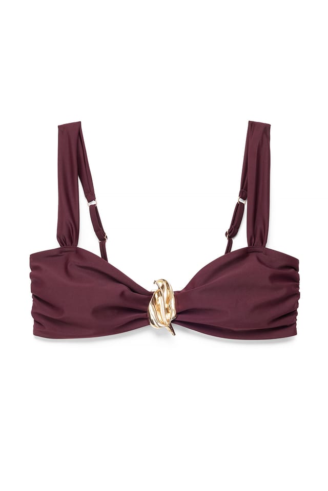 Aubergine Wide Strap Detail Bikini Top