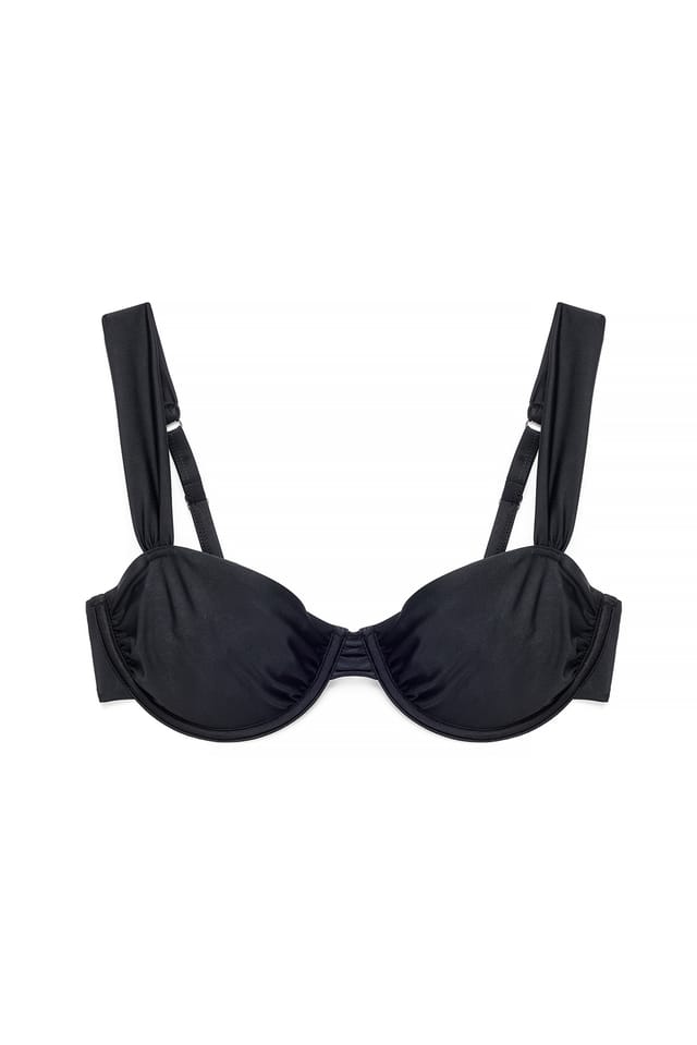 Black drapierter Bikini-BH mit breiten Trägern