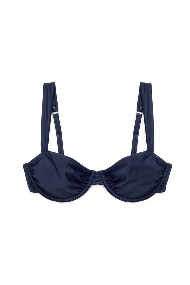 Dark Blue drapierter Bikini-BH mit breiten Trägern