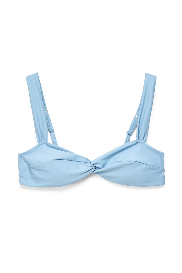 Light Blue Bikinitopp med vriden framsida och breda band