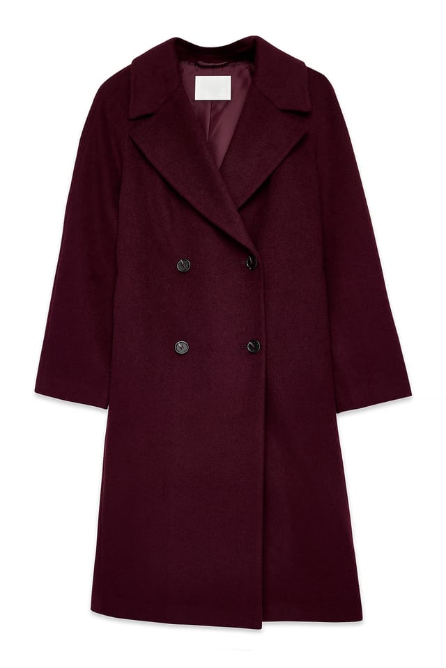 Burgundy Wool Blend Oversized Coat