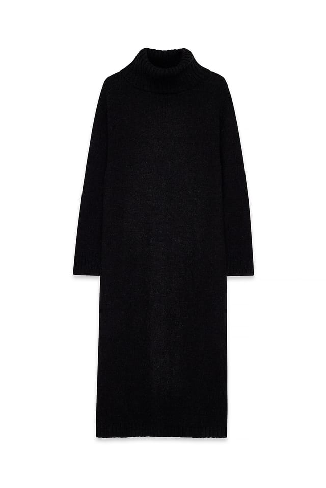 Black Midikleid aus Wollmischung