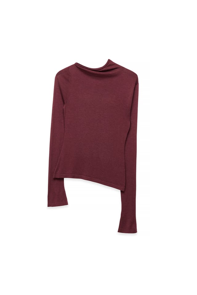Dark Plum Wool Blend Knitted Top