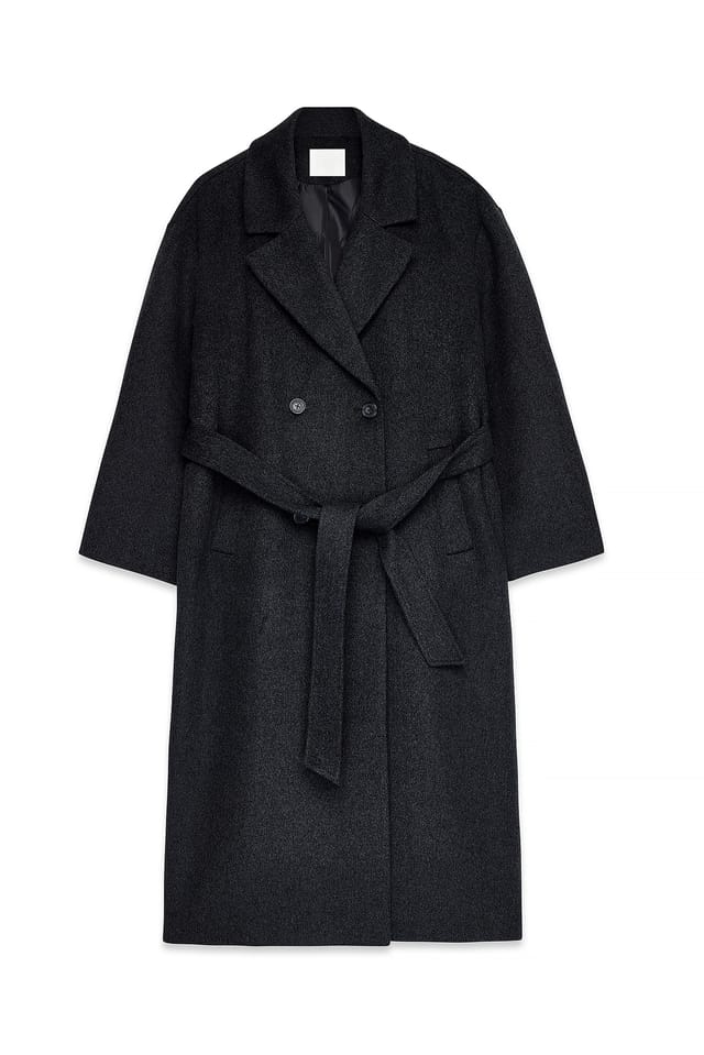 Dark Grey Kappa i ullblandning med scarf-detalj