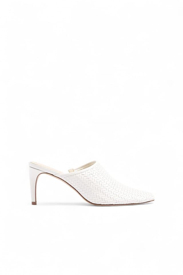 White Woven Mules