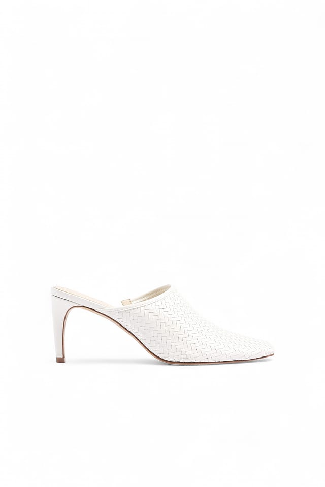 White Woven Mules