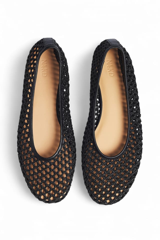 Black Ballerinas aus gewebtem Stoff