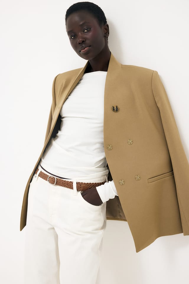 Tan Ceinture tressée en cuir