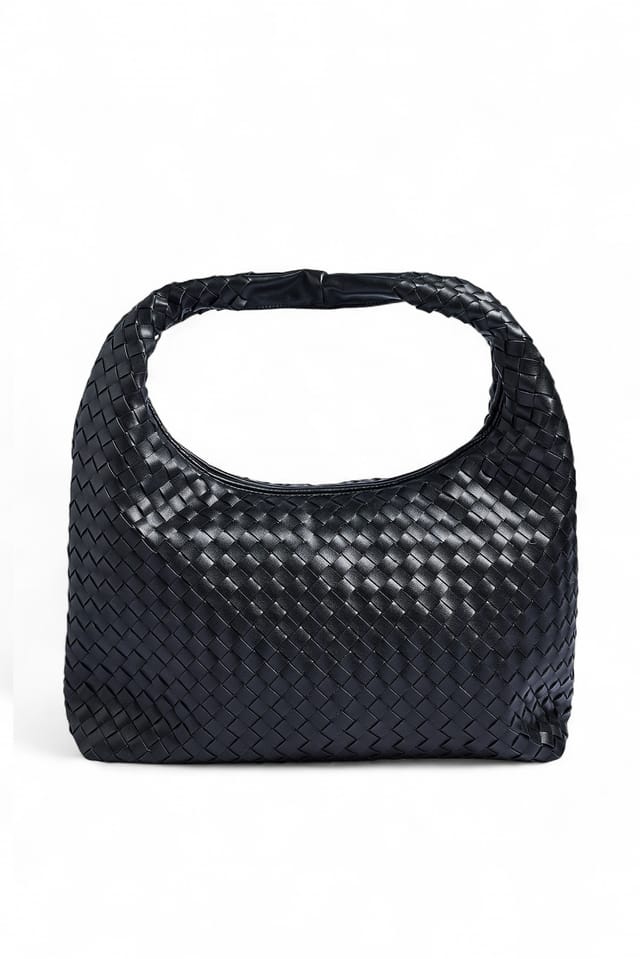 Black gerundete gewebte Tragetasche