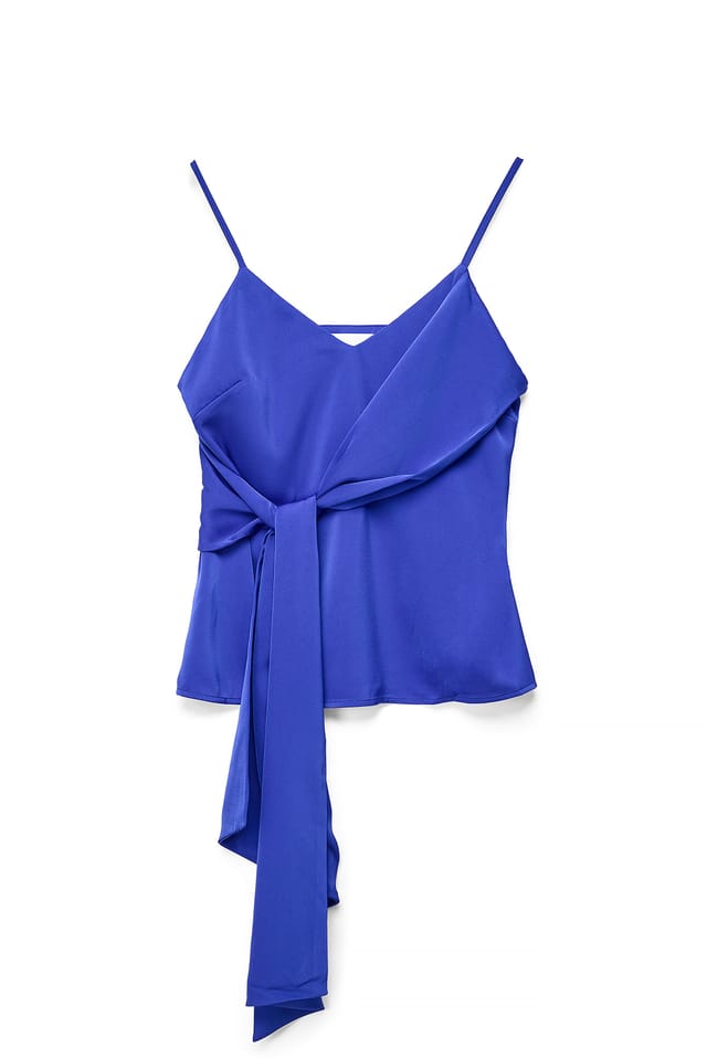Cobalt Wrap Tie Strap Top