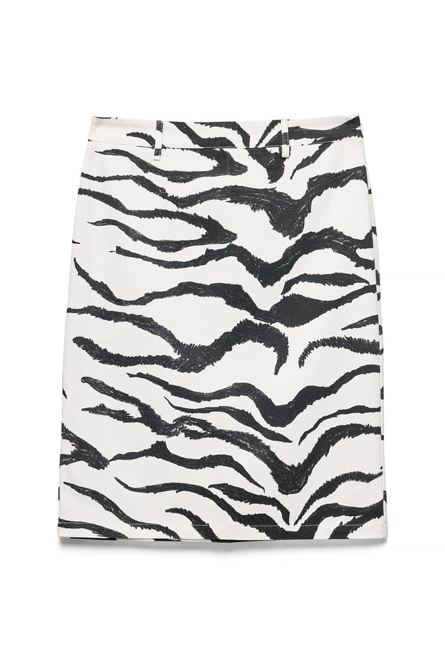 Zebra Kjol med zebramönster och mellanhög midja