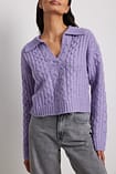 Fur Collar Cable Knit Top ASG0077
