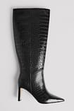 Croc Pointy Toe Boots Black | NA-KD